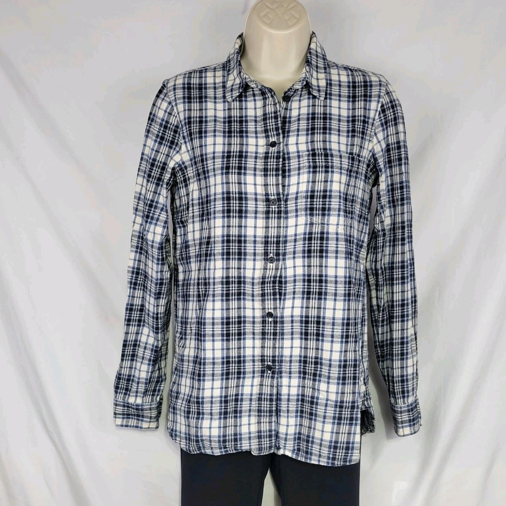 Madewell Shirt Women's Bottom down  Plaid Flannel Cotton Blue - Small
